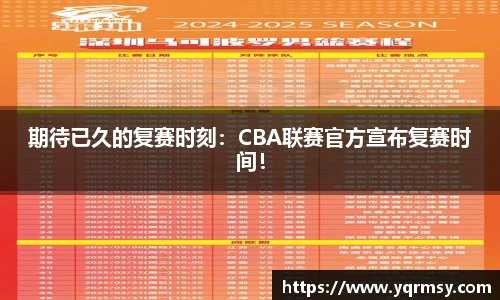 期待已久的复赛时刻：CBA联赛官方宣布复赛时间！